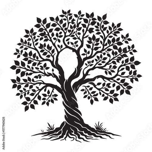 Twisted Tree Silhouette Vector Illustration