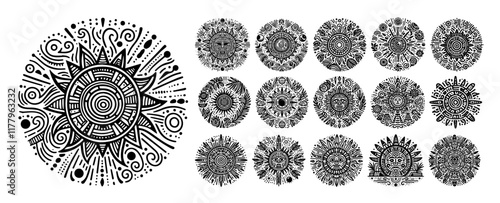 vector mandala set black and white