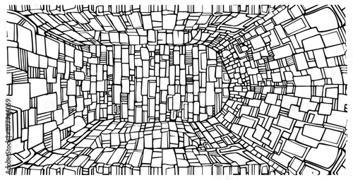 artistic geometric vector pattern creating a 3d-like brick corridor