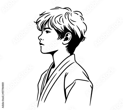 minimalistic hand-drawn vector illustration of a child's side view
