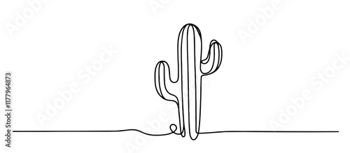 creative monochrome drawing of a cactus pattern in one line