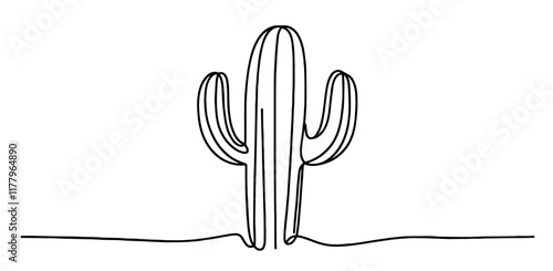 creative monochrome drawing of a cactus pattern in one line