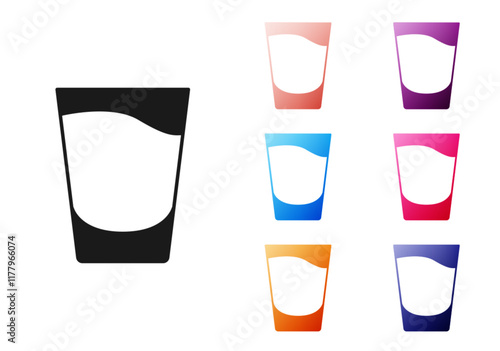 Black Shot glass icon isolated on white background. Set icons colorful. Vector