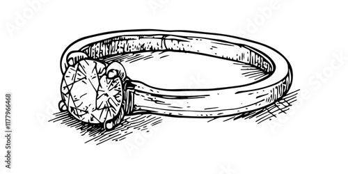 minimalist line art of a classic engagement ring design
