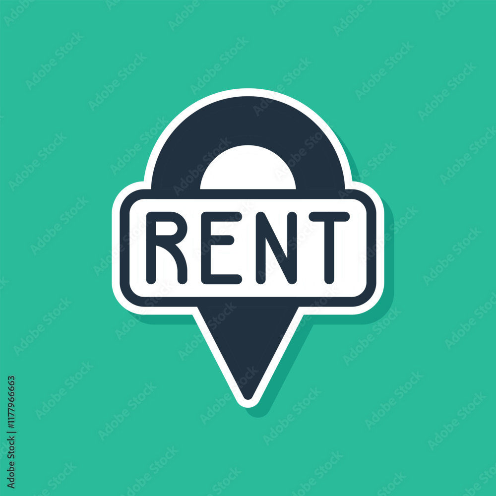 Blue Location key icon isolated on green background. The concept of the house turnkey. Vector Blue Location key icon isolated on green background. The concept of the house turnkey. Vector