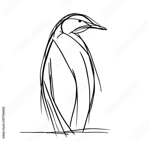 elegant line art vector of a penguin in a minimalist design style