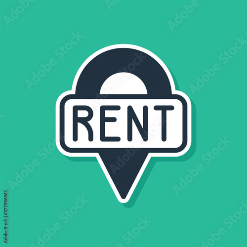 Blue Location key icon isolated on green background. The concept of the house turnkey. Vector