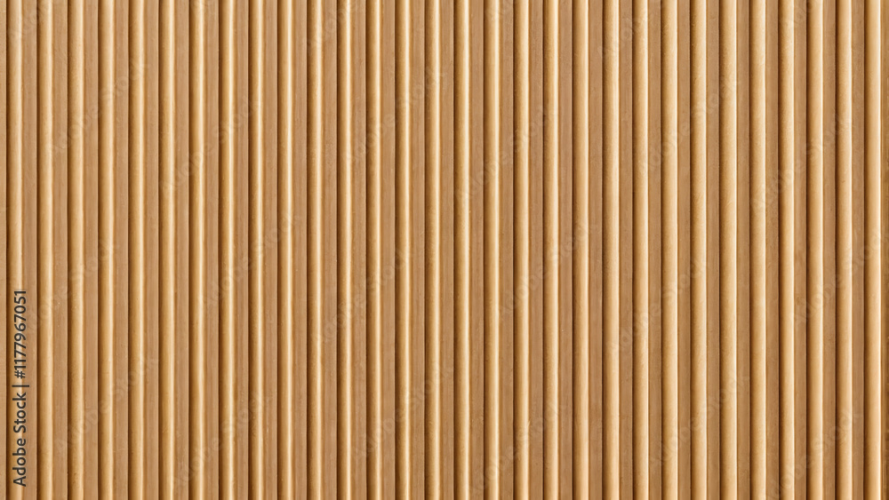 Wooden slatted panel with vertical lines