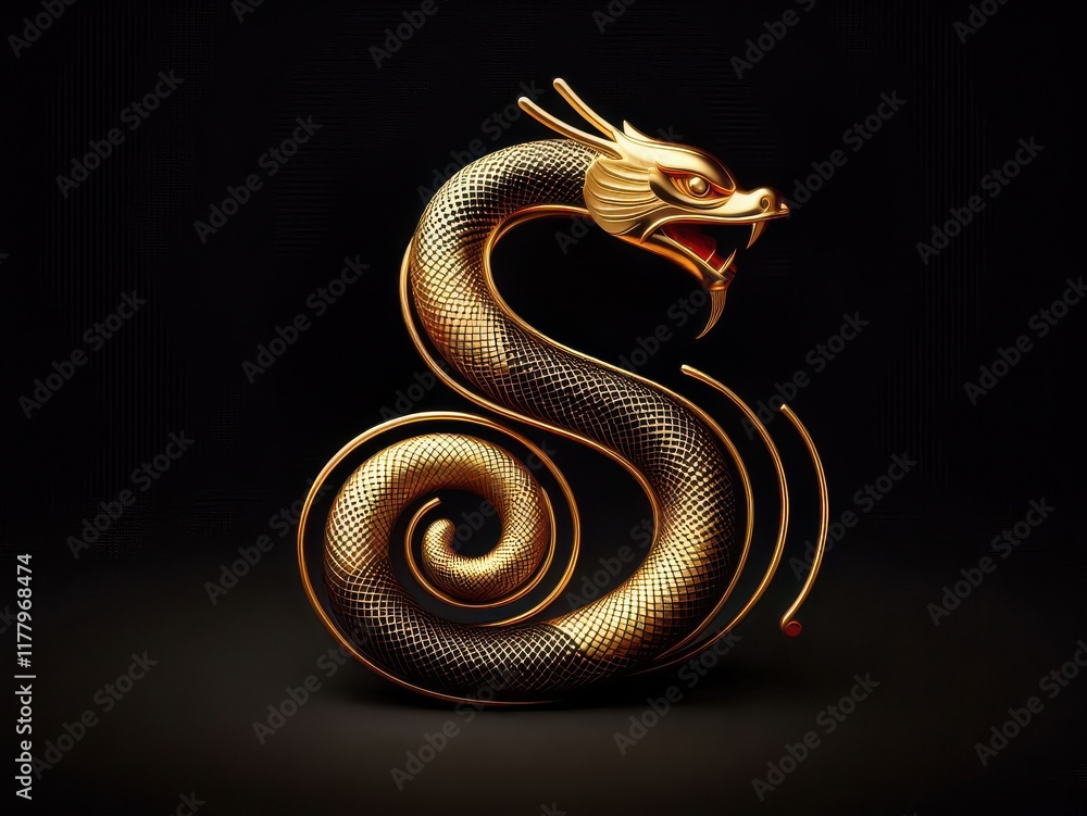 Obraz premium Happy Chinese snake new year background, gold snake year