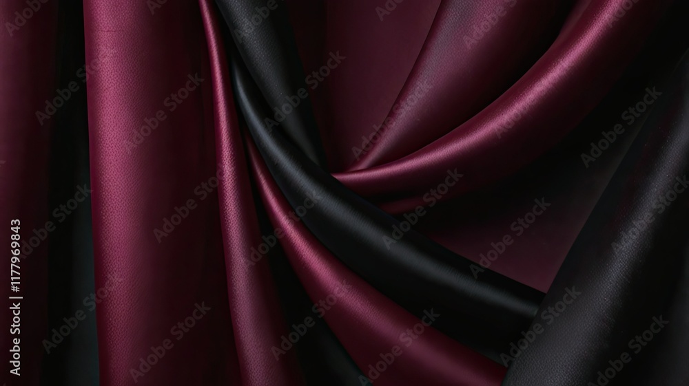 Obraz premium This composition displays gracefully draped fabric featuring deep black and rich burgundy shades perfect for enhancing any elegant setting or project