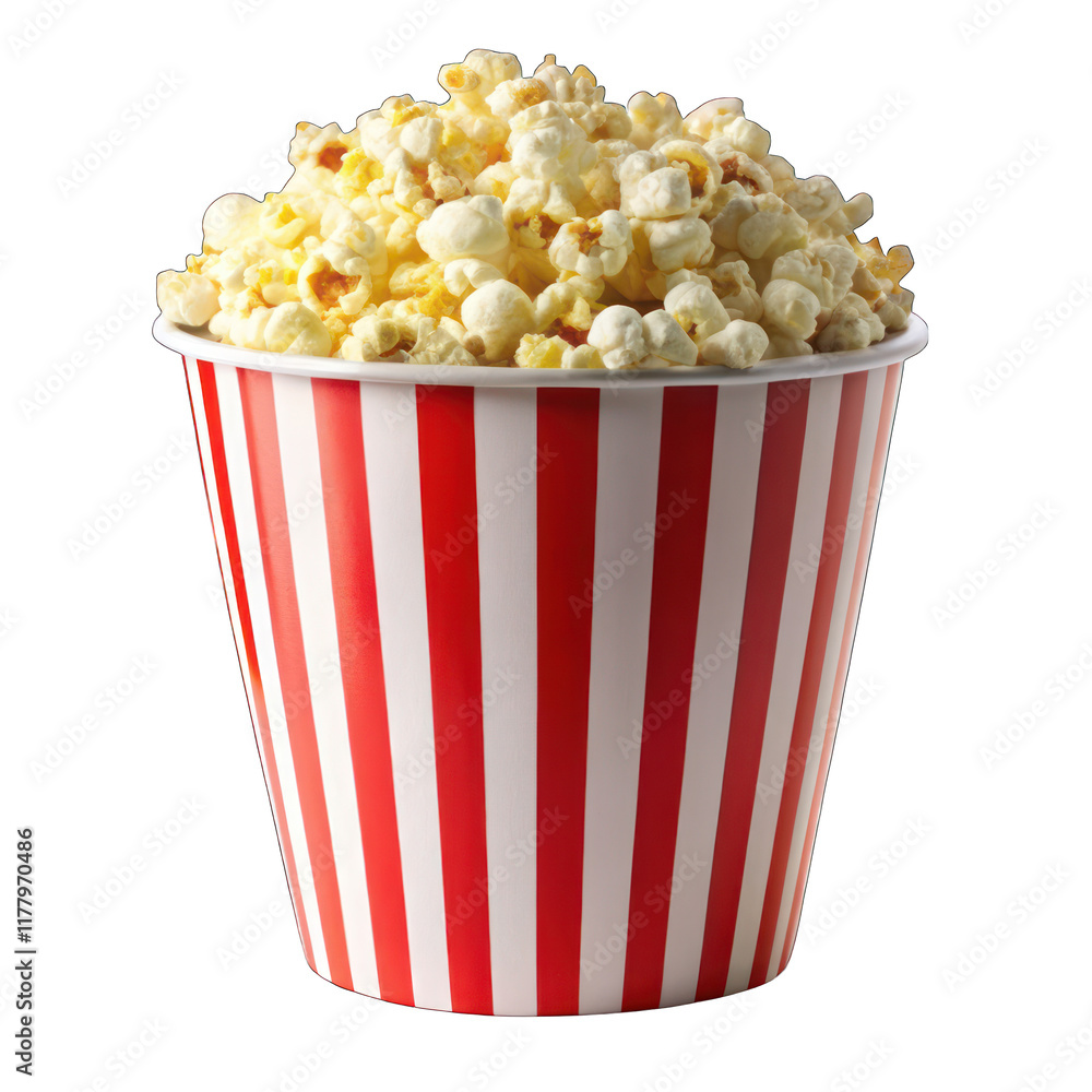 Popcorn in red and white striped isolated on transparent background Popcorn in red and white striped isolated on transparent background