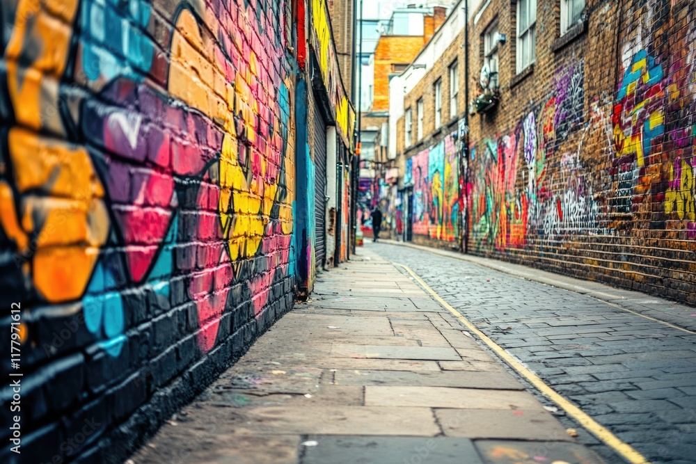 Obraz premium Graffiti art in Brick Lane London UK. Vintage shopping.