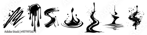 unique black and white brush stroke patterns with fluid textures