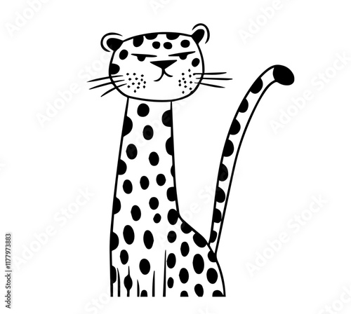 playful hand-drawn vector illustration of a cartoon cheetah in minimalist style