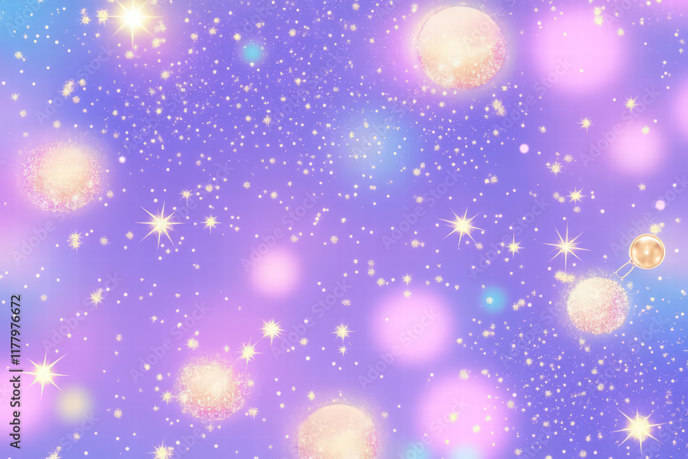 Magical purple background with sparkling stars and glowing orbs Magical purple background with sparkling stars and glowing orbs