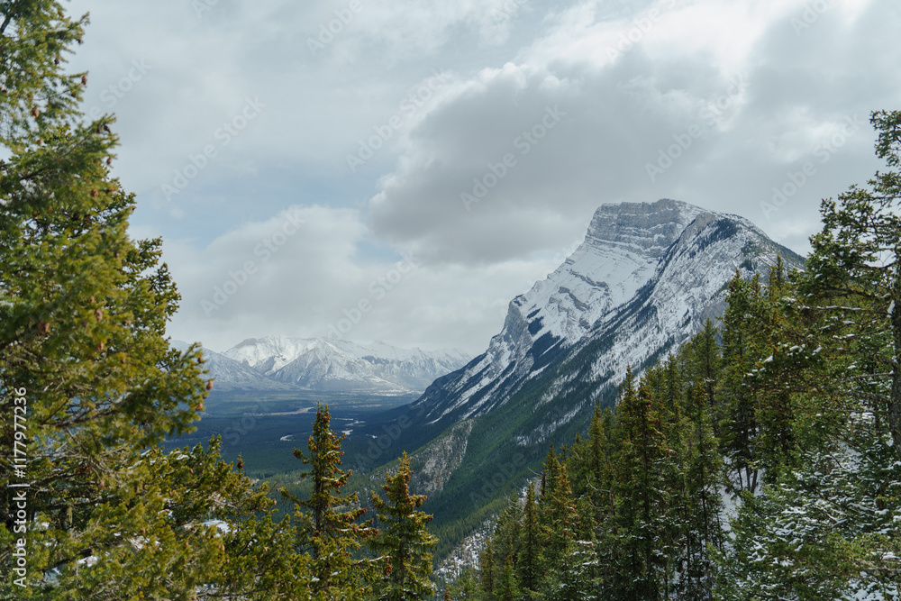Scenic view of mountains in Banff National Park in winter Scenic view of mountains in Banff National Park in winter