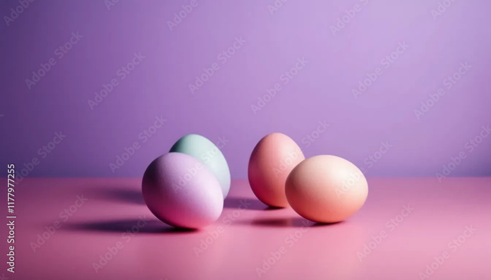 Pastel pink and purple Easter eggs. Pastel pink and purple Easter eggs.