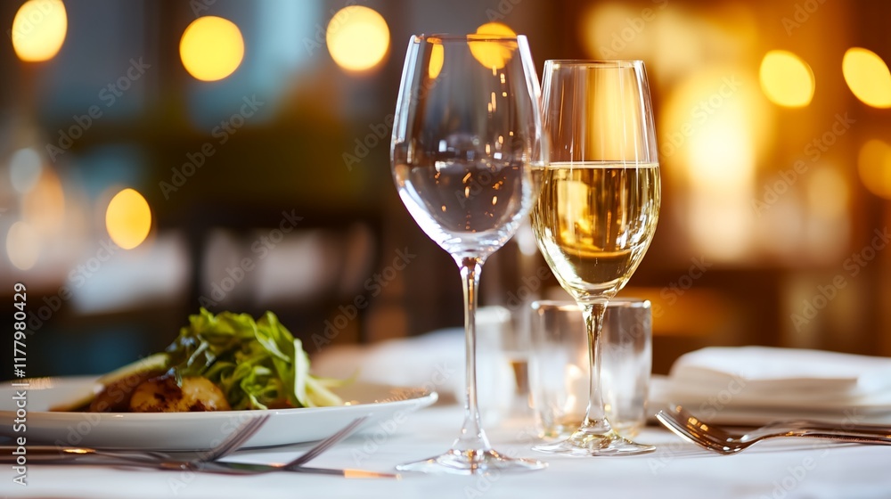 a table with a plate of food and two glasses on it a table with a plate of food and two glasses on it