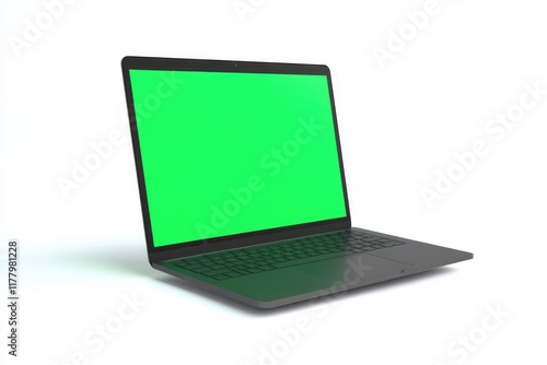 Wallpaper Mural Hovering laptop with green screen and new design  isolated on a white background. Torontodigital.ca