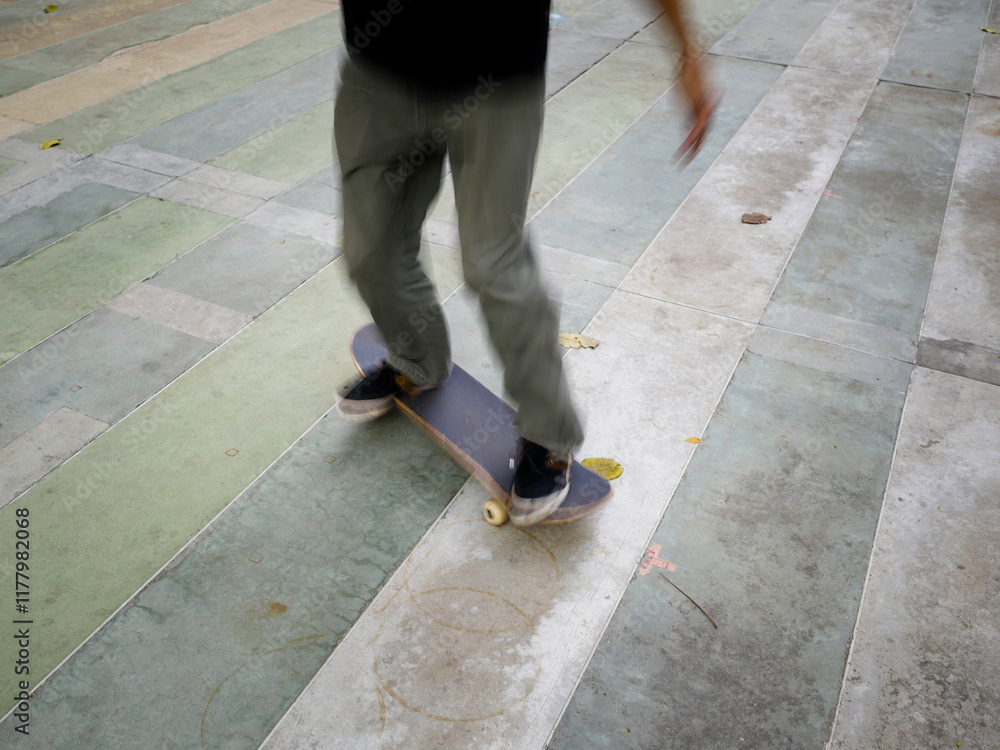 Skateboarder doing kickflip Skateboarder doing kickflip