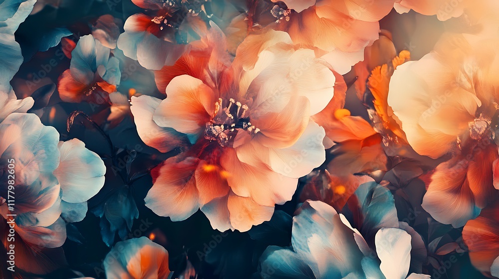Abstract Close-Up of Delicate Flower Petals in Warm and Cool Tones Abstract Close-Up of Delicate Flower Petals in Warm and Cool Tones