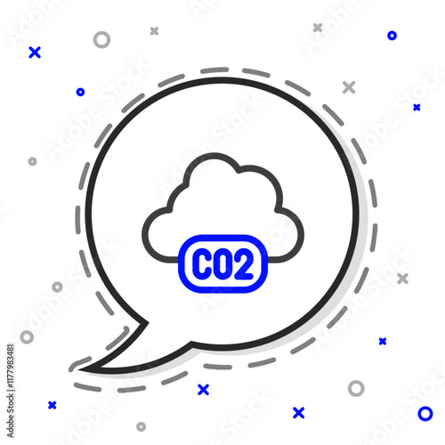 Line CO2 emissions in cloud icon isolated on white background. Carbon dioxide formula, smog pollution concept, environment concept. Colorful outline concept. Vector