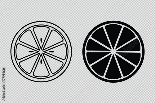 citrus fruit slice vector set with silhouettes and line art, perfect for food branding, creative projects, and kitchen decor