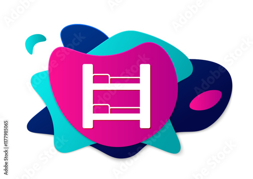 Color Hotel room bed icon isolated on white background. Abstract banner with liquid shapes. Vector
