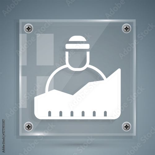 White Growth of homeless icon isolated on grey background. Homelessness problem. Square glass panels. Vector