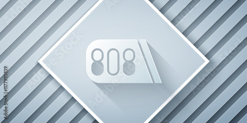 Paper cut Drum machine music producer equipment icon isolated on grey background. Paper art style. Vector