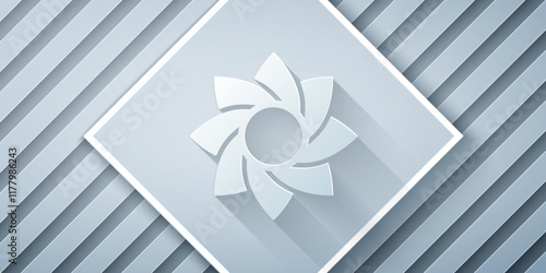 Paper cut Flower icon isolated on grey background. Sweet natural food. Paper art style. Vector