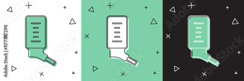 Set Automatic drinker for small pets icon isolated on white and green, black background. Vector