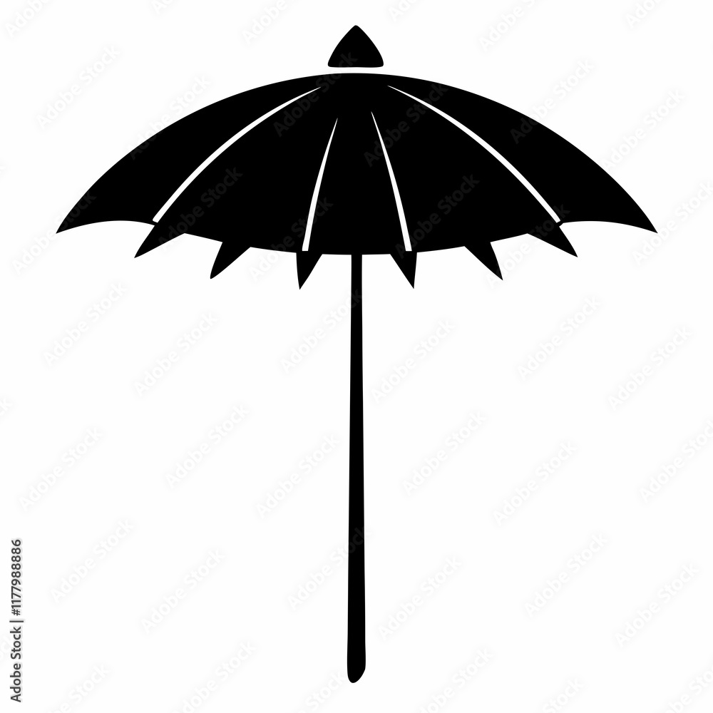 Black Parasol Silhouette Vector Illustration on White Black Parasol Silhouette Vector Illustration on White