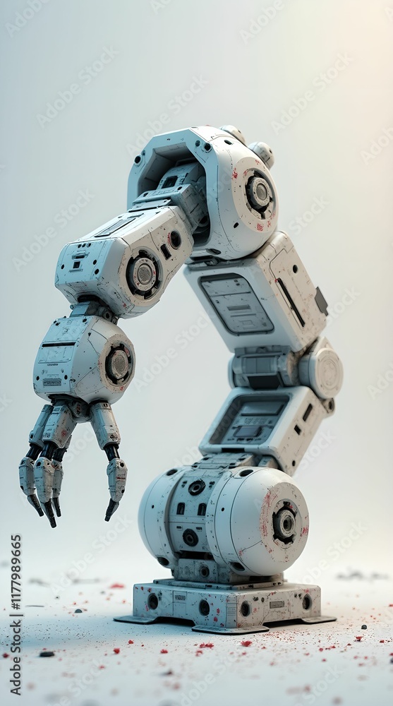 Robot hand on a light background. Concept of future technologies, artificial intelligence, automation and robotics. Minimalistic style, futuristic design and technological aesthetics. Robot hand on a light background. Concept of future technologies, artificial intelligence, automation and robotics. Minimalistic style, futuristic design and technological aesthetics.