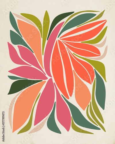 Modern Botanical Illustration In Warm Colors photo