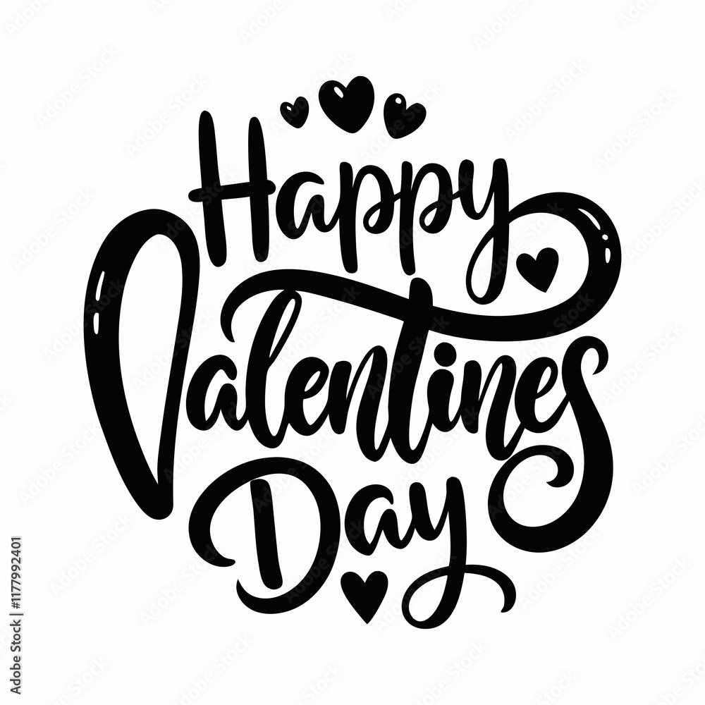 Black Silhouette Happy Valentine's Day Vector Art Black Silhouette Happy Valentine's Day Vector Art