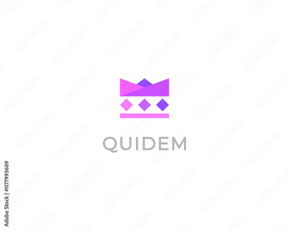 Naklejka premium Abstract crown logo from geometric shapes. Boutique beauty salon jewelry gradient sign. Queen king symbol.