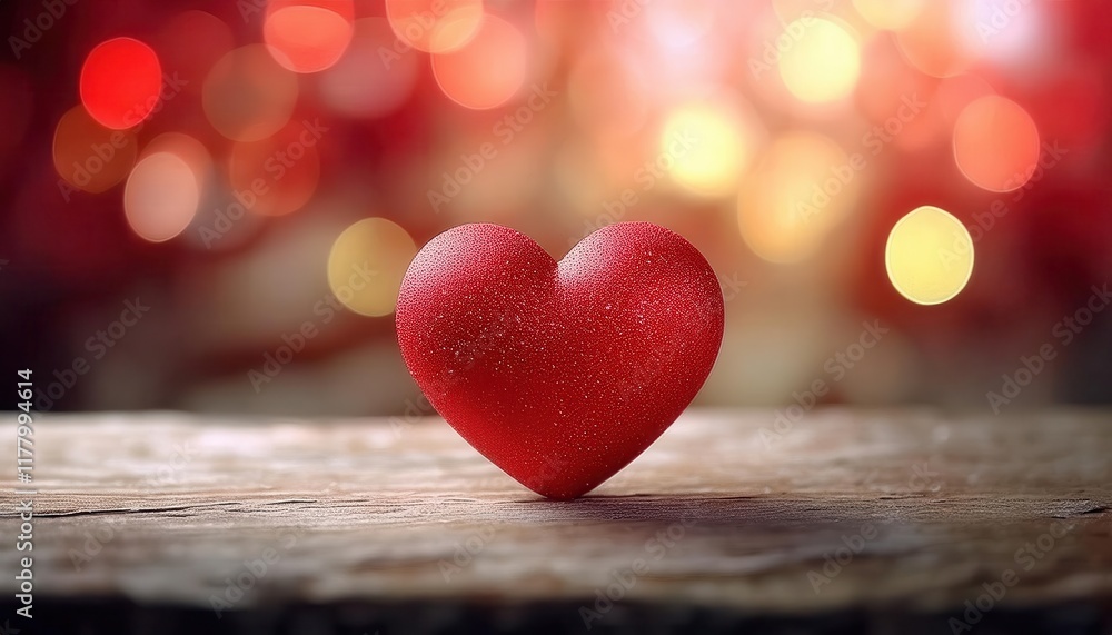 Red Heart Symbol of Love on Rustic Wooden Table with Warm Bokeh Background Perfect for Romantic Themes Valentine's Day and Affection Red Heart Symbol of Love on Rustic Wooden Table with Warm Bokeh Background Perfect for Romantic Themes Valentine's Day and Affection