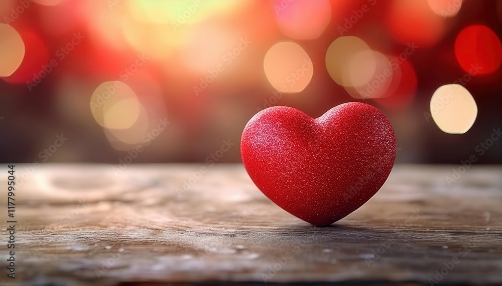 Red Heart Symbol of Love on Rustic Wooden Table with Warm Bokeh Background Perfect for Romantic Themes Valentine's Day and Affection Red Heart Symbol of Love on Rustic Wooden Table with Warm Bokeh Background Perfect for Romantic Themes Valentine's Day and Affection