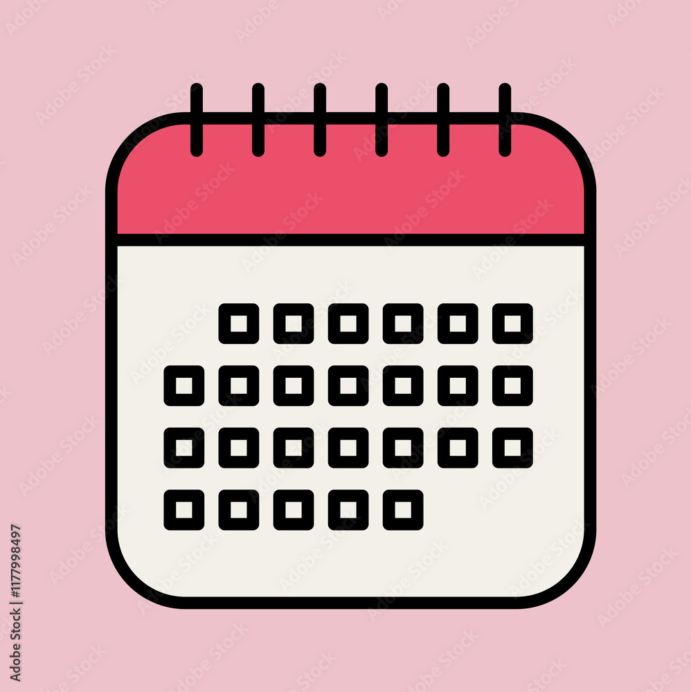 Simple Black and Pink Calendar Illustration Simple Black and Pink Calendar Illustration
