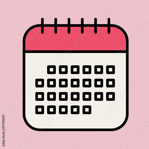 Monthly Wall Calendar Icon in a Geometric Minimalist Style. Vector Illustration Concept for Meeting Time, Deadlines Management and Appointment Schedule