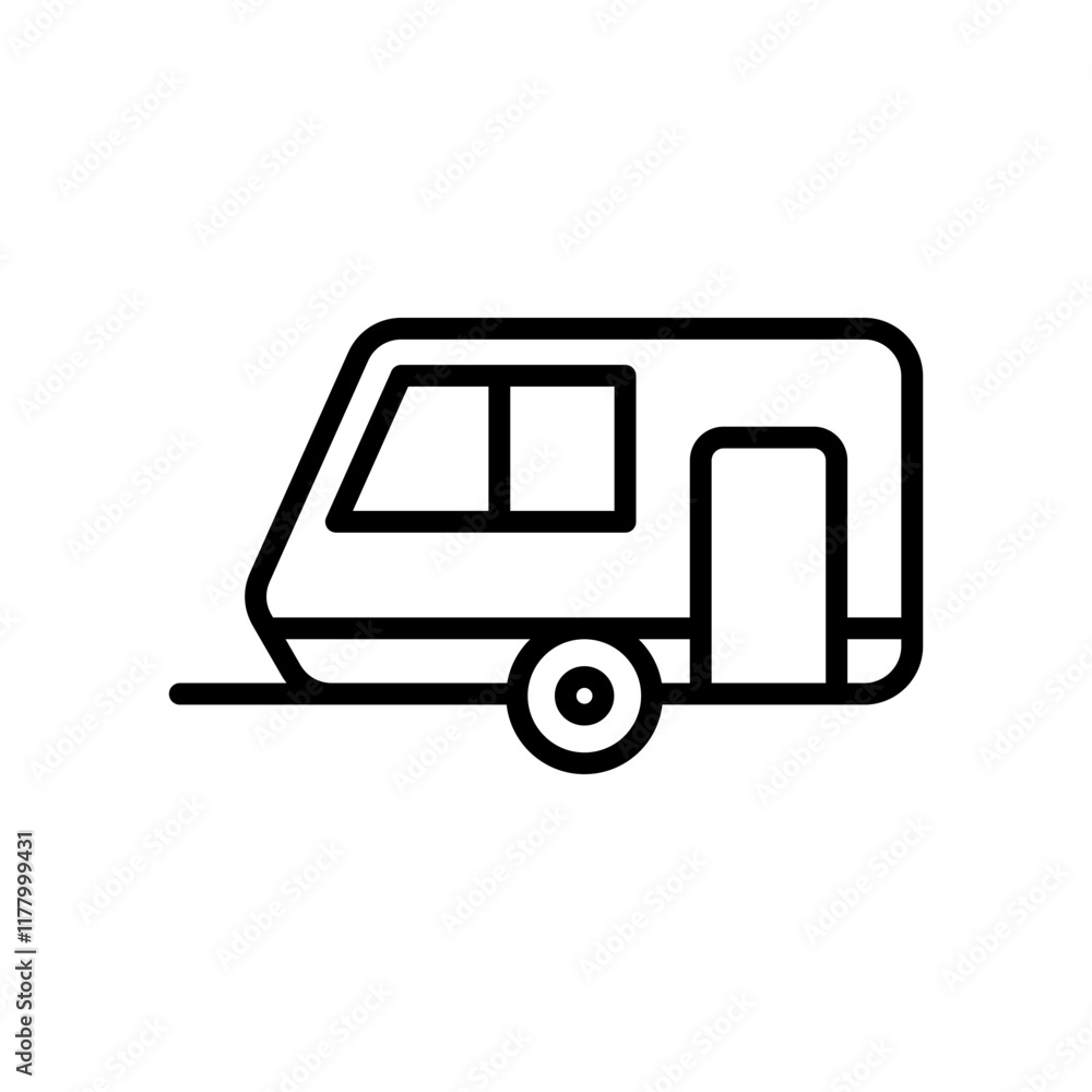 Camping van icon line vector illustration design in trendy style Camping van icon line vector illustration design in trendy style