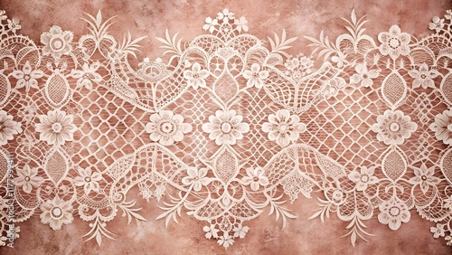 lace fabric background. Elegant vintage lace pattern with floral details on a soft beige background, ideal for wedding and decorative designs.