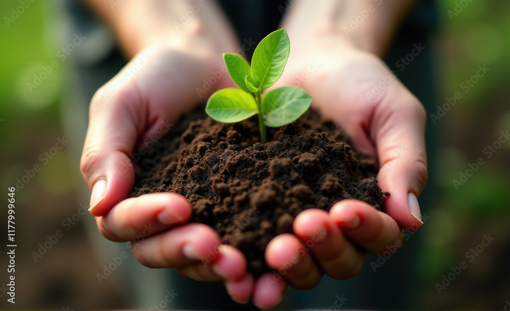 hands holding a plant