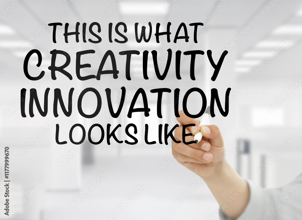 Businessman writing Creativity and Innovation Businessman writing Creativity and Innovation