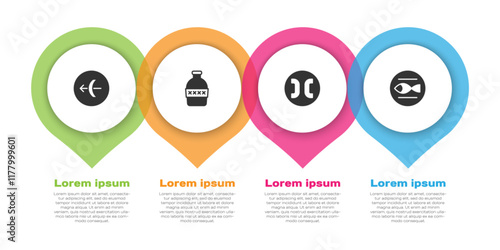 Set Sagittarius zodiac, Bottle of water, Pisces and . Business infographic template. Vector