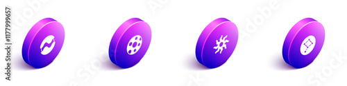 Set Isometric Planet, Full moon, Sun and Great Bear constellation icon. Vector