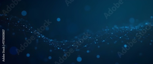 Artificial intelligence network. Abstract image of a digital network illuminated by blue light, showing interconnected nodes and lines on a dark background connection of AI neural network wallpaper