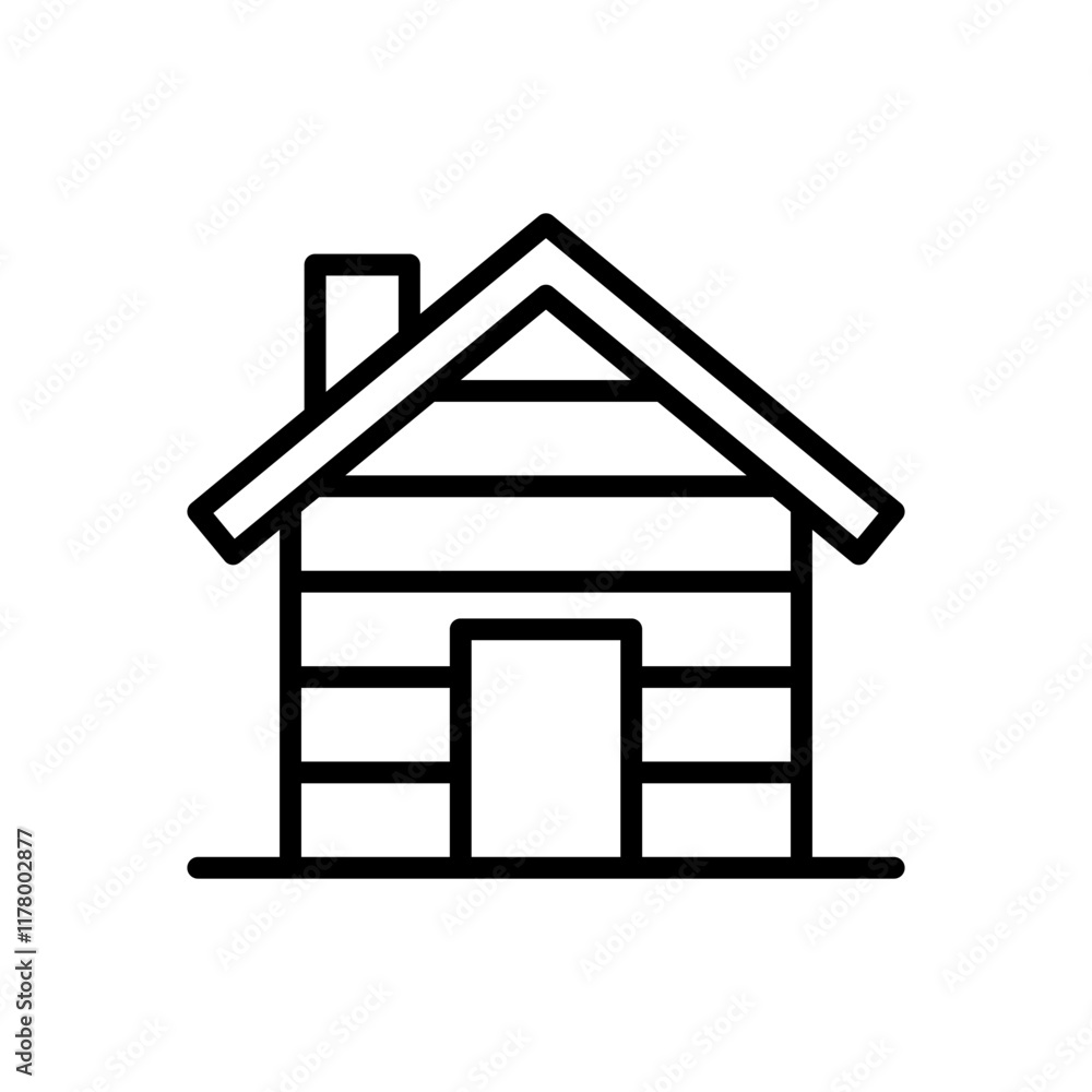 wooden house icon line vector design illustration template in trendy style wooden house icon line vector design illustration template in trendy style