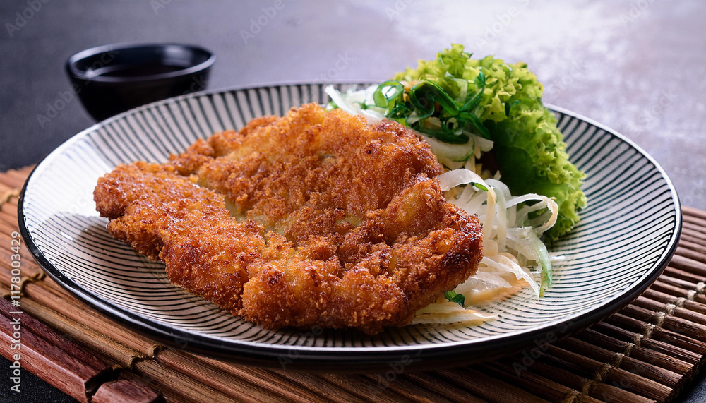 japanese pork cutlet on a plate japanese pork cutlet on a plate